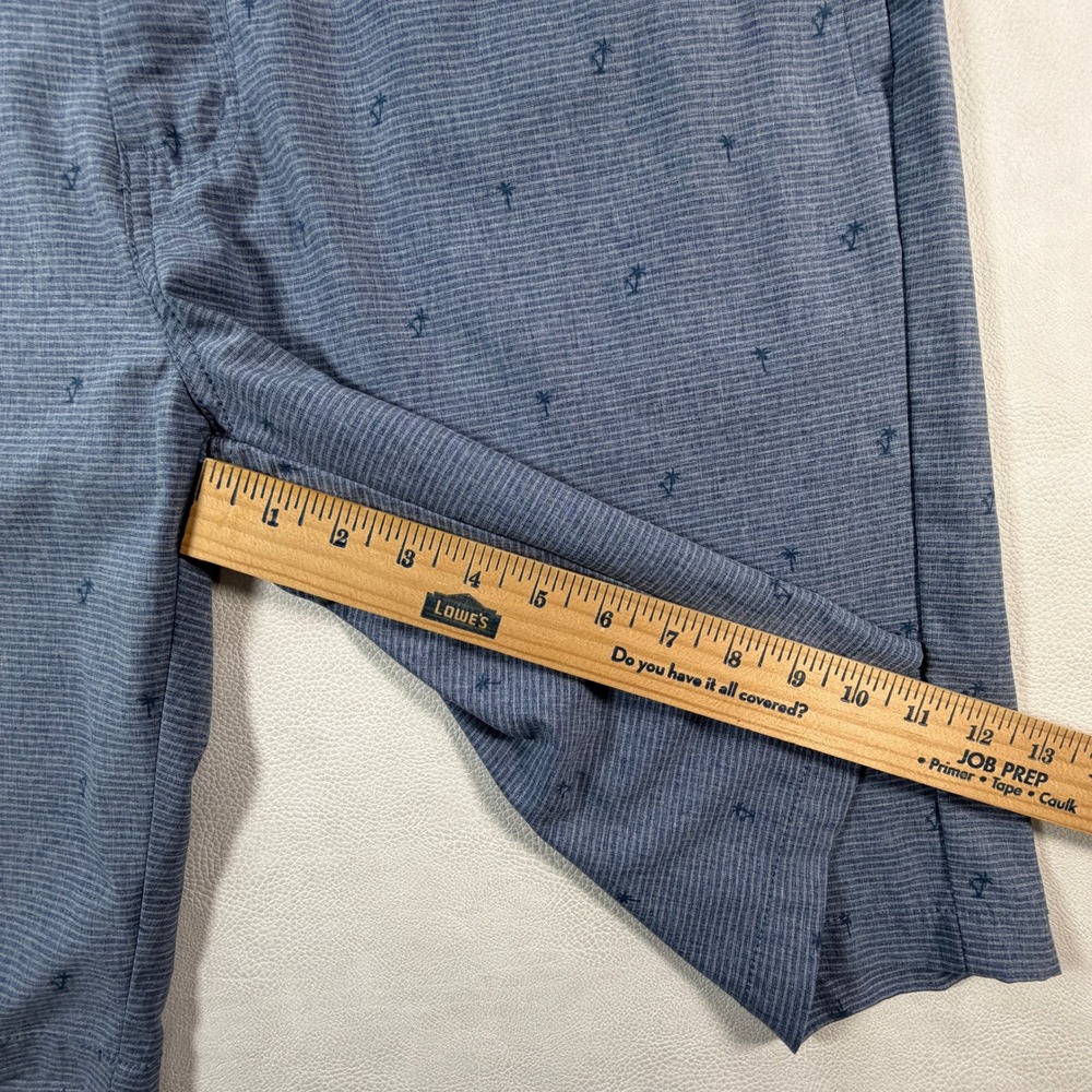 Travis Mathew Mens Blue Palm Tree Print Golf Shorts Size 36 Heathered Hybrid - Picture 11 of 12